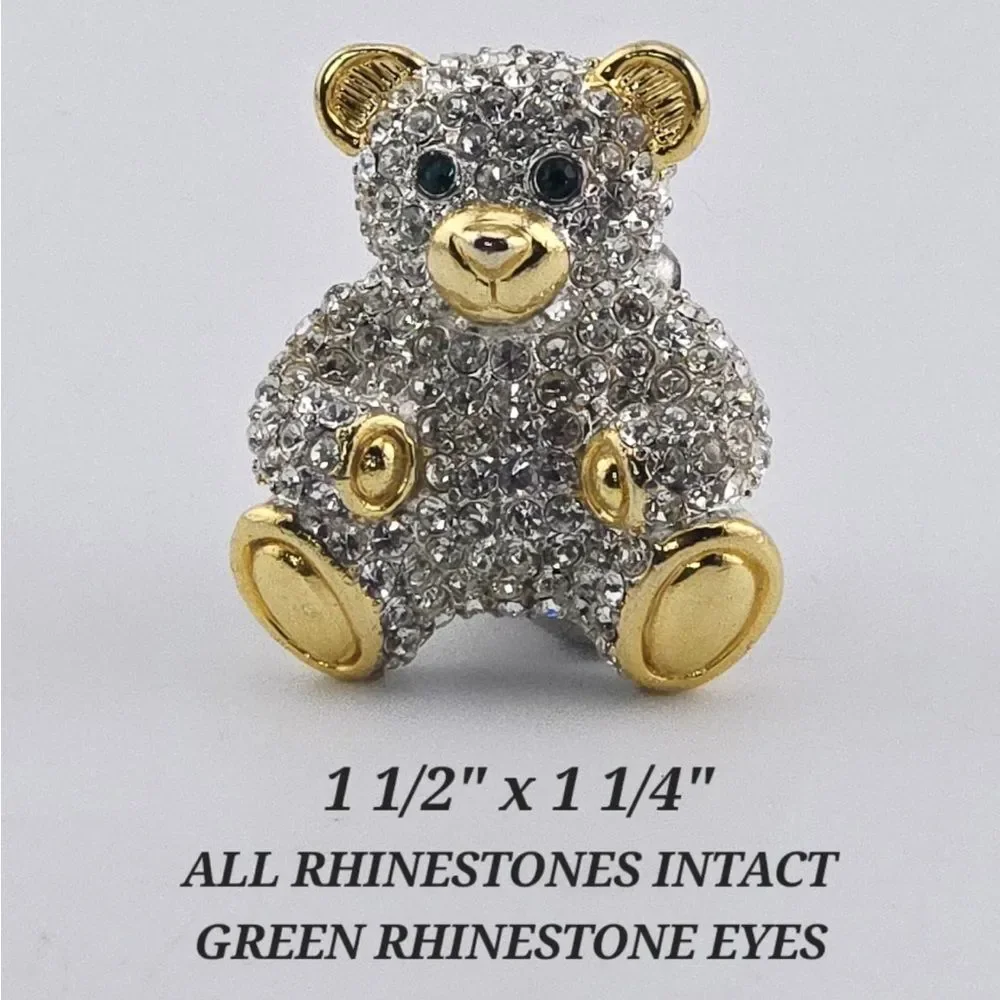 Sparkling Rhinestone Teddy Bear Brooch NWOT